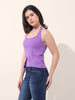 Women's Purple Regular Fit Casual Solid Tops