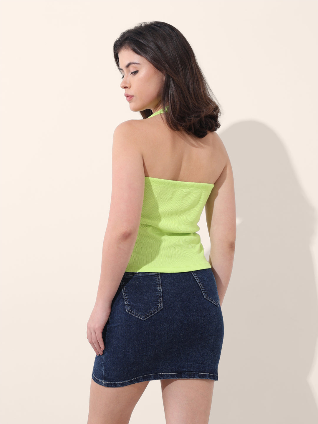 Women's Green Regular Fit Casual Solid Tops