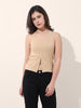 Women's Beige Regular Fit Casual Solid Tops