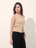 Women's Beige Regular Fit Casual Solid Tops