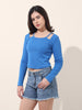 Women's Blue Regular Fit Casual Solid Tops