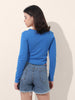 Women's Blue Regular Fit Casual Solid Tops