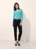 Women's Turquoise Regular Fit Casual Solid Tops