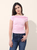 Women's Pink Regular Fit Casual Solid Tops