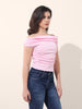Women's Pink Regular Fit Casual Solid Tops