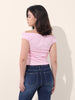 Women's Pink Regular Fit Casual Solid Tops