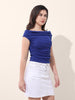 Women's Blue Regular Fit Casual Solid Tops