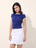 Women's Blue Regular Fit Casual Solid Tops