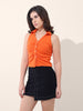 Women's Orange Regular Fit Casual Solid Tops