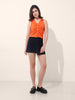 Women's Orange Regular Fit Casual Solid Tops