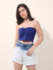 Women's Blue Regular Fit Casual Solid Tops