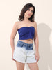 Women's Blue Regular Fit Casual Solid Tops