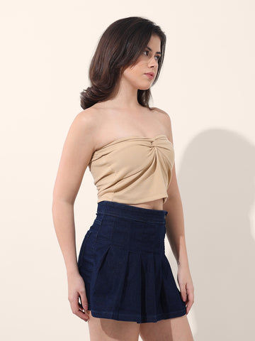 Women's Beige Regular Fit Casual Solid Tops