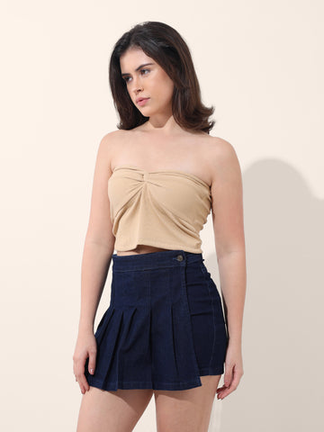 Women's Beige Regular Fit Casual Solid Tops