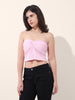 Women's Pink Regular Fit Casual Solid Tops