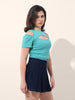 Women's Turquoise Regular Fit Casual Solid Tops