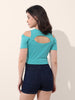 Women's Turquoise Regular Fit Casual Solid Tops