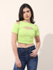 Women's Green Regular Fit Casual Solid Tops