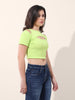 Women's Green Regular Fit Casual Solid Tops