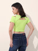 Women's Green Regular Fit Casual Solid Tops