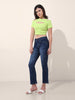 Women's Green Regular Fit Casual Solid Tops