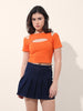 Women's Orange Regular Fit Casual Solid Tops
