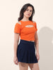 Women's Orange Regular Fit Casual Solid Tops