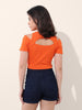 Women's Orange Regular Fit Casual Solid Tops