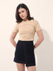 Women's Beige Regular Fit Casual Solid Tops