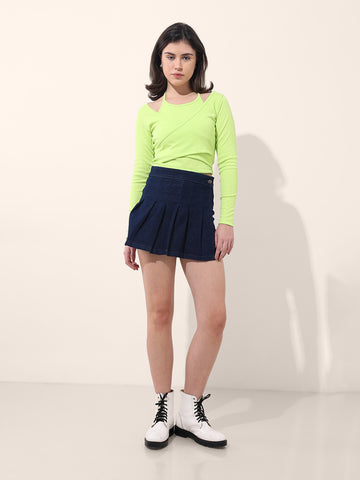 Women's Green Regular Fit Casual Solid Tops