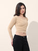 Women's Beige Regular Fit Casual Solid Tops