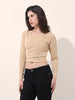 Women's Beige Regular Fit Casual Solid Tops
