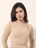 Women's Beige Regular Fit Casual Solid Tops