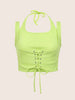 Women's Green Regular Fit Casual Solid Tops