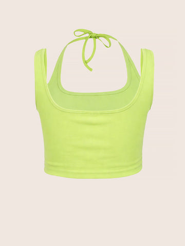 Women's Green Regular Fit Casual Solid Tops