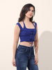 Women's Blue Regular Fit Casual Solid Tops