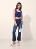 Women's Blue Regular Fit Casual Solid Tops