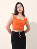 Women's Orange Regular Fit Casual Solid Tops