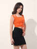 Women's Orange Regular Fit Casual Solid Tops
