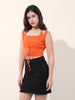 Women's Orange Regular Fit Casual Solid Tops