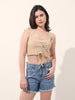 Women's Beige Regular Fit Casual Solid Tops