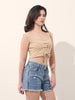 Women's Beige Regular Fit Casual Solid Tops