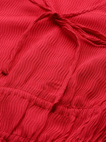 Women's Regular Fit Textured Cinched Waist Top