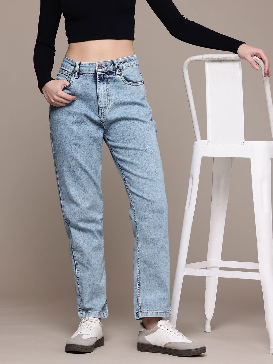 Women's Blue Straight Fit Street Jeans