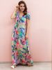 Women's Tropical Maxi Dress With Cut Out
