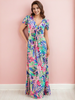 Women's Tropical Maxi Dress With Cut Out