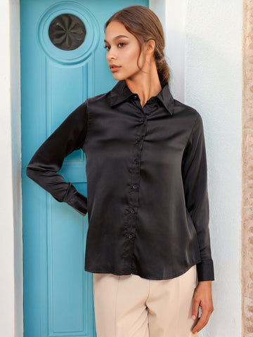 Women's Solid Satin Shirt