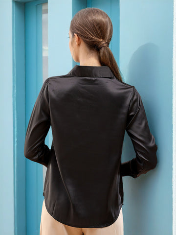 Women's Solid Satin Shirt