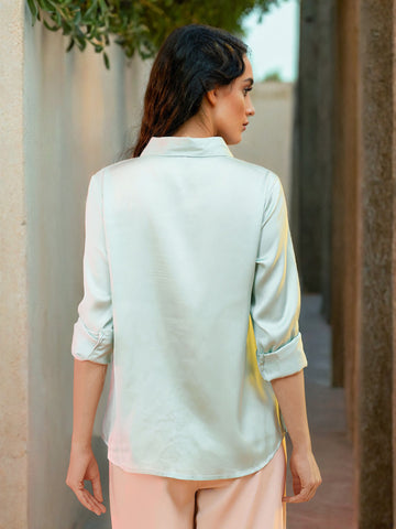 Women's Solid Satin Shirt