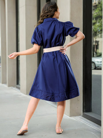 Women's High Low Shirt Dress With Belt